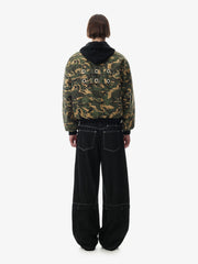 Camo Color Block Quilted Bomber Coat