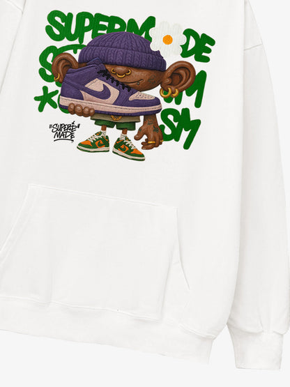 Thesupermade Street Cartoon Trend Sneakers Boy Hooded Sweatshirt 
