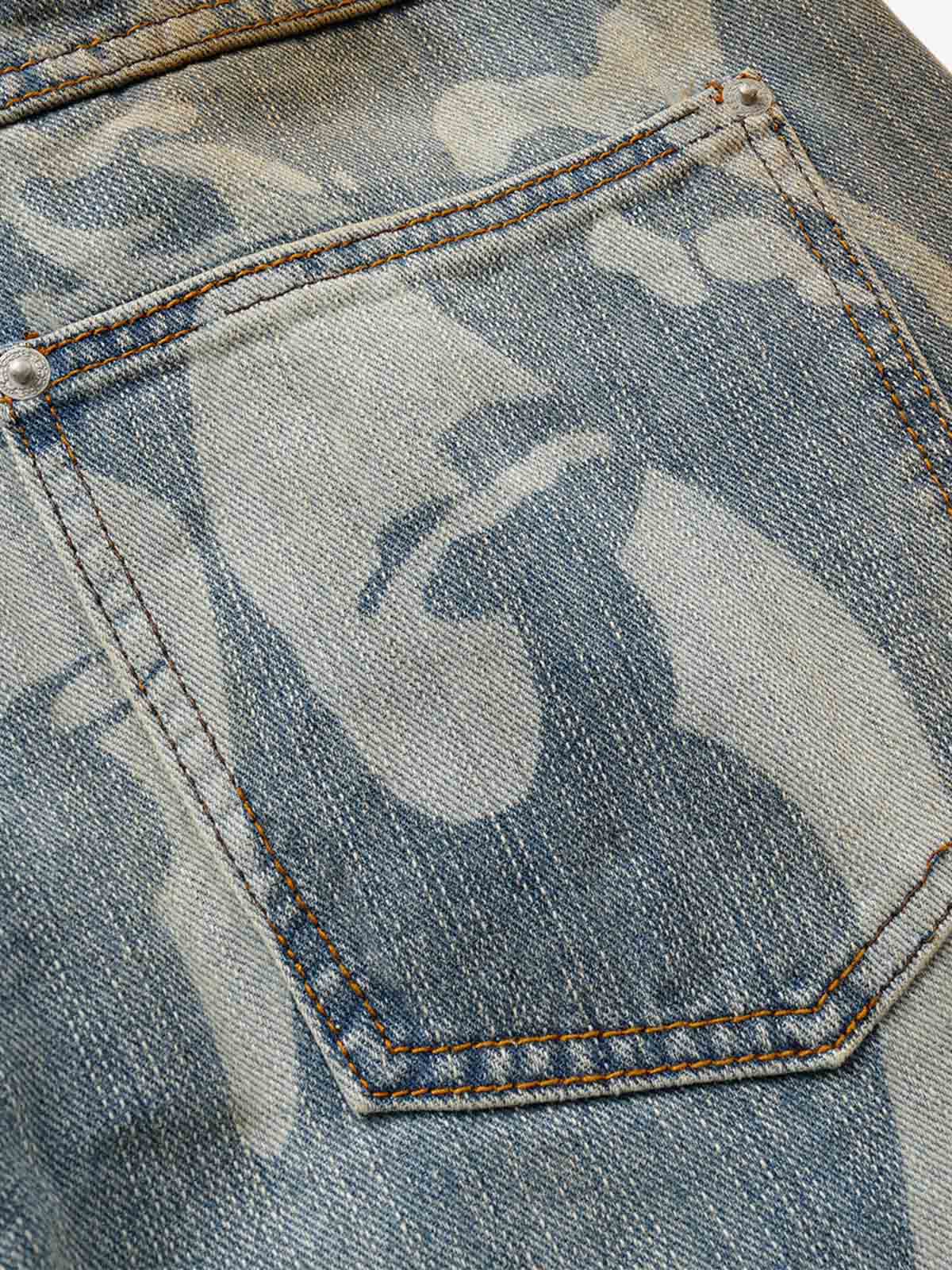 Skull Graphic Distressed Baggy Jeans