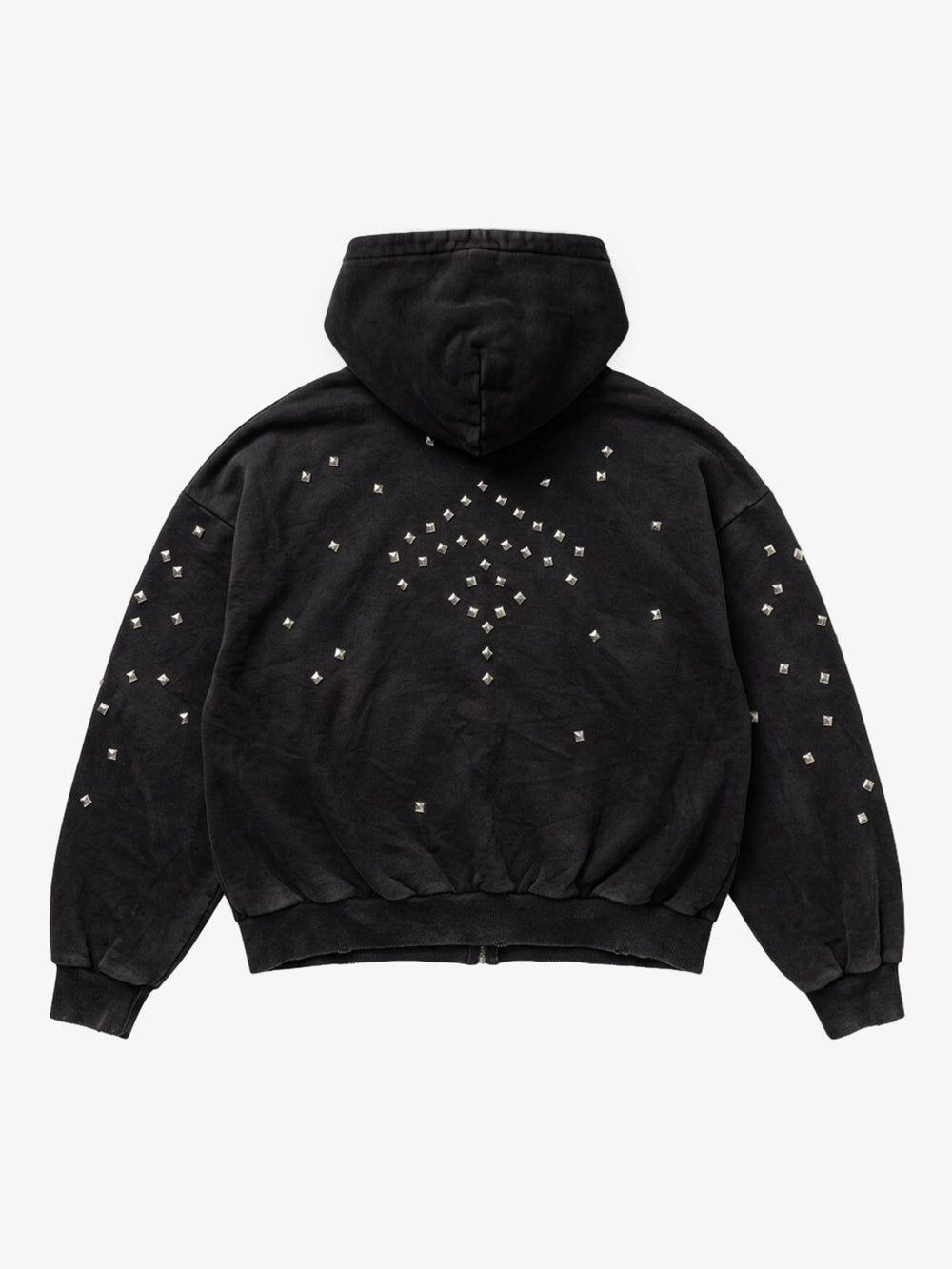Metallic Studded Boxy Fit Zip-Up Hoodie