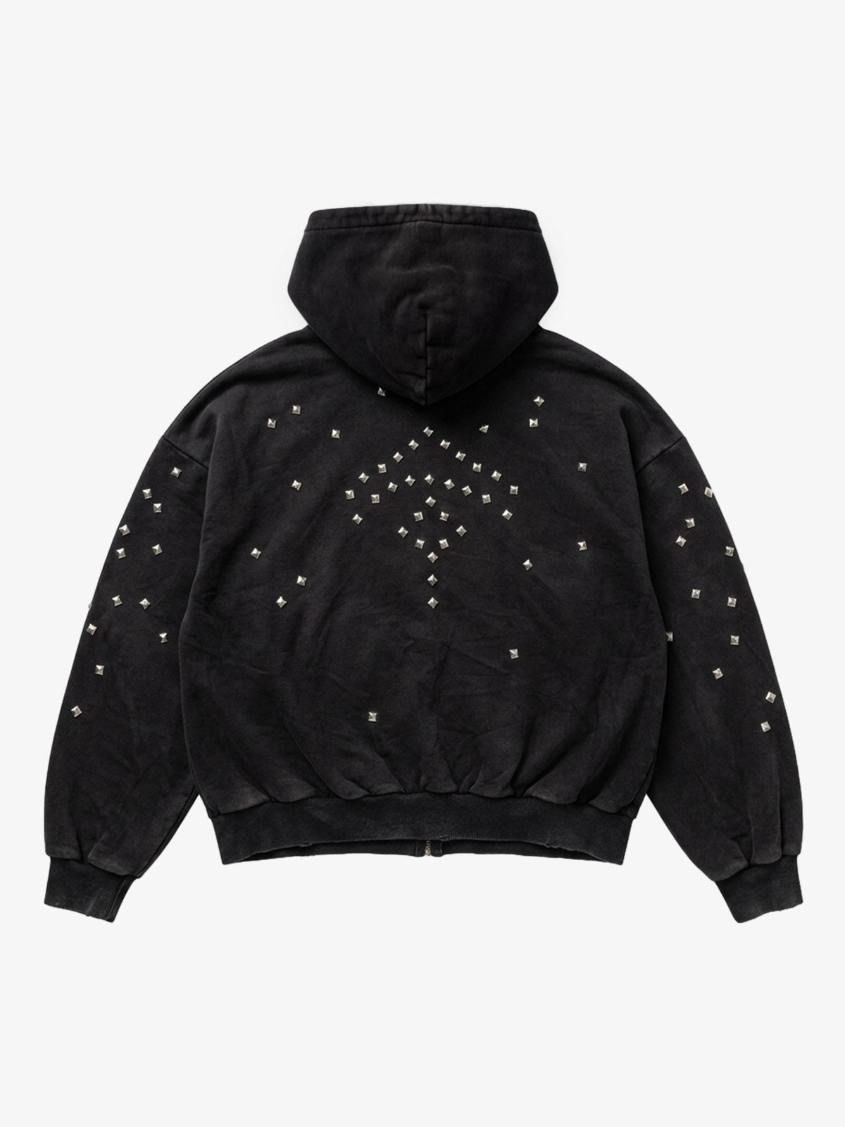 Metallic Studded Boxy Fit Zip-Up Hoodie