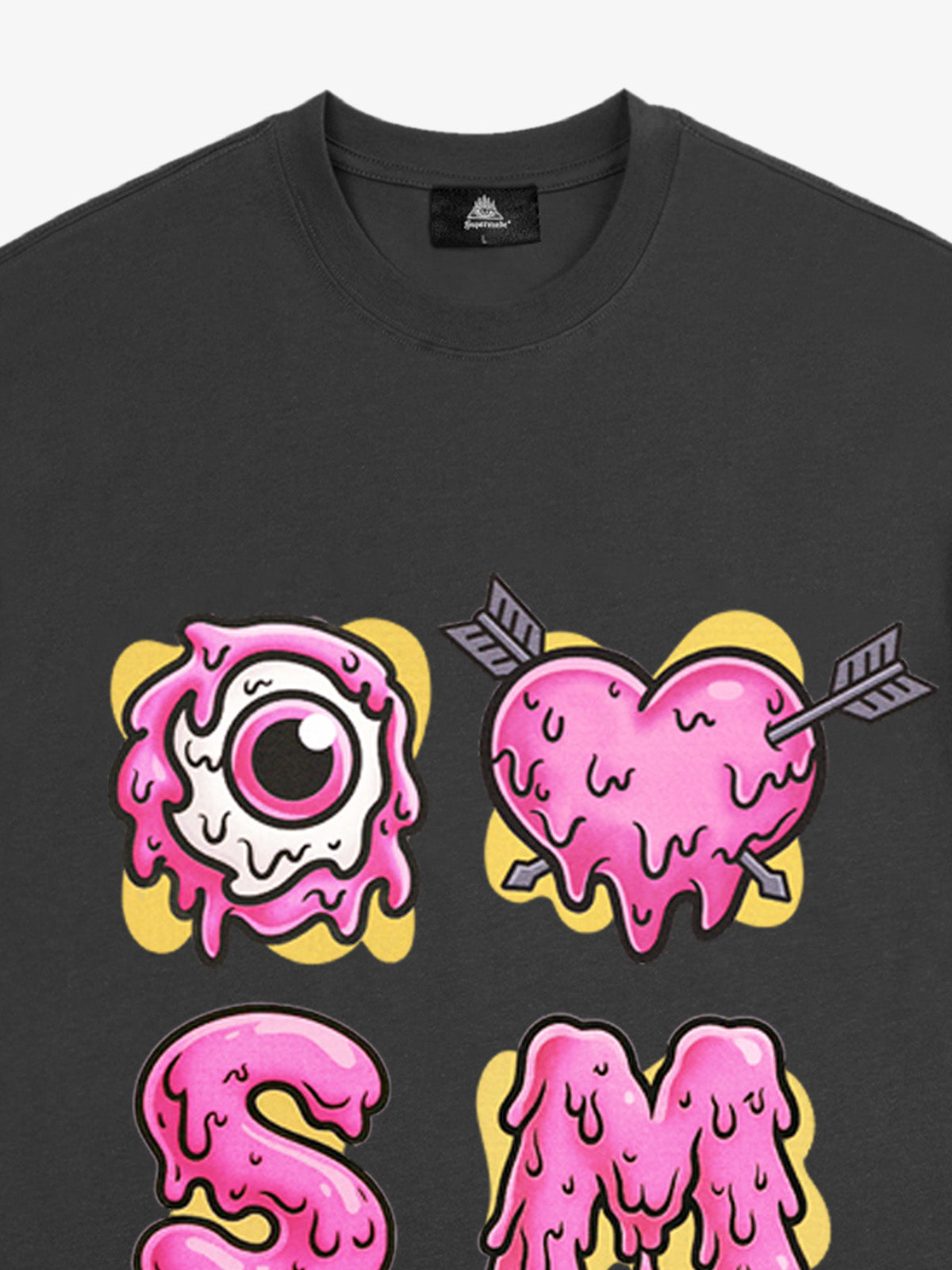 Thesupermade eyeball and love graffiti declaration T-shirt 