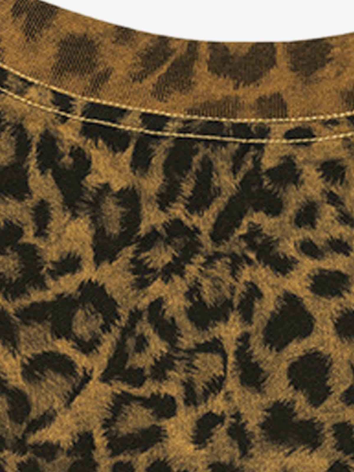 210G Cotton Leopard Print Oversized T-Shirt for Men Fashion Streetwear 