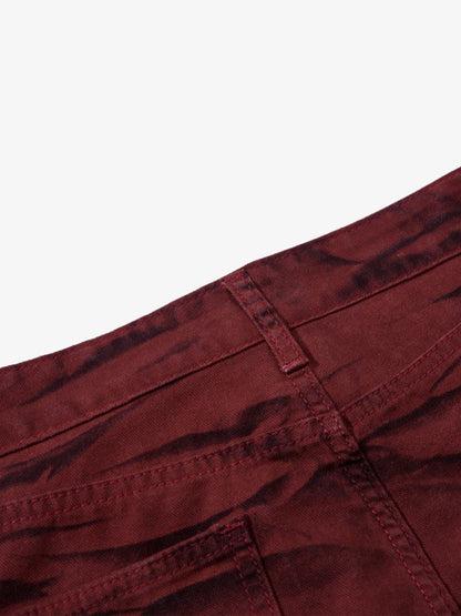 Stylish Maroon Tiger Stripe Flare Jeans for Women - Perfect for Casual and Fashionable Looks 