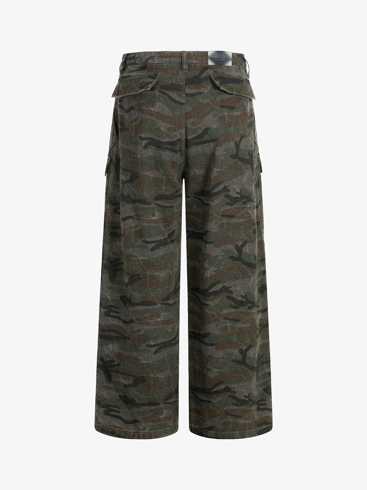 Faded Camo Graphic Wide-Leg Cargo Pants 