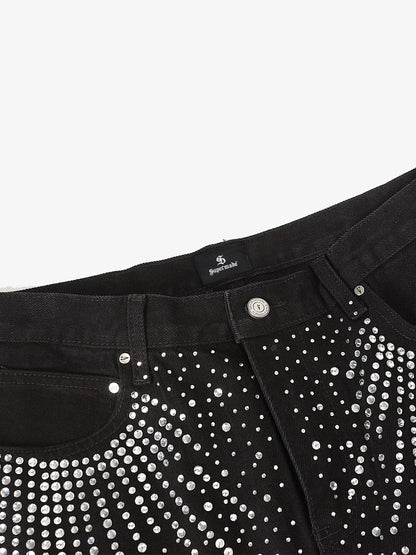 Stylish Wide-Leg Pants with Sparkling Studs for Women 