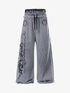 Rebel Studded Wide-Leg Layered Sweatpants 