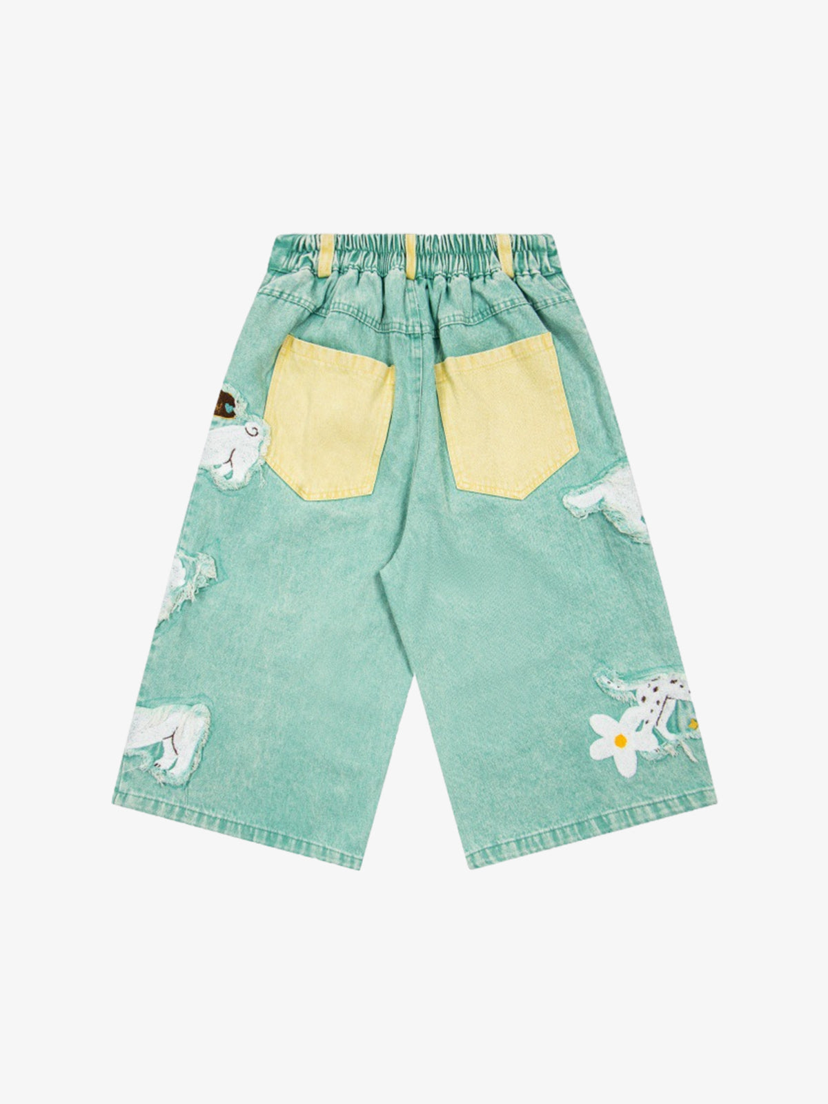 Cartoon Appliqué Denim Shorts