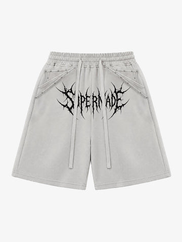 Light Gray Corduroy Relaxed Fit Shorts