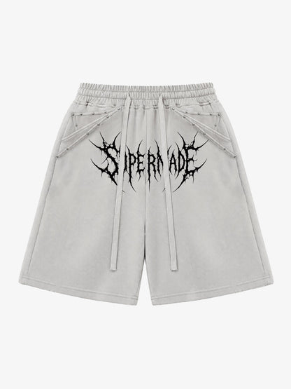 Light Gray Corduroy Relaxed Fit Shorts