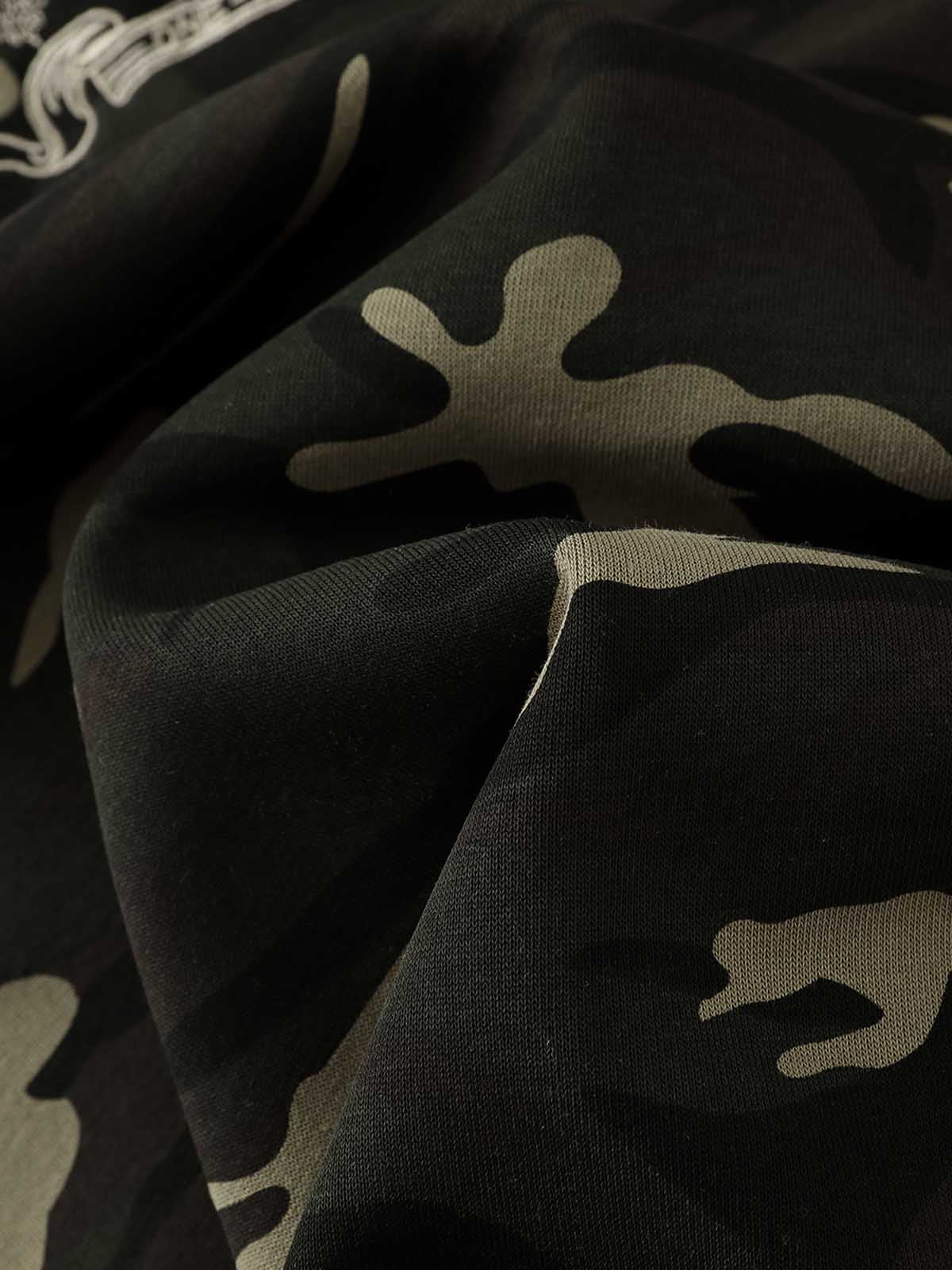 Camo Stripe Patchwork Embroidered Set