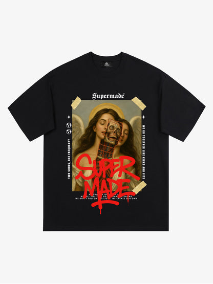 Angel and Demon Struggle Graphic T-shirt 