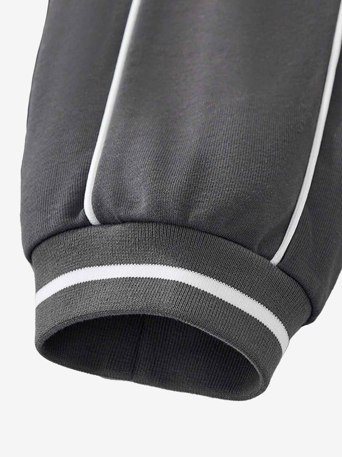 Striped Color Block Logo Graphic V-Neck Sweatshirt