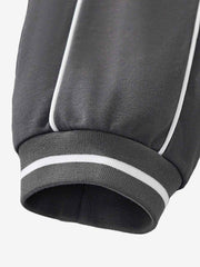 Striped Color Block Logo Graphic V-Neck Sweatshirt