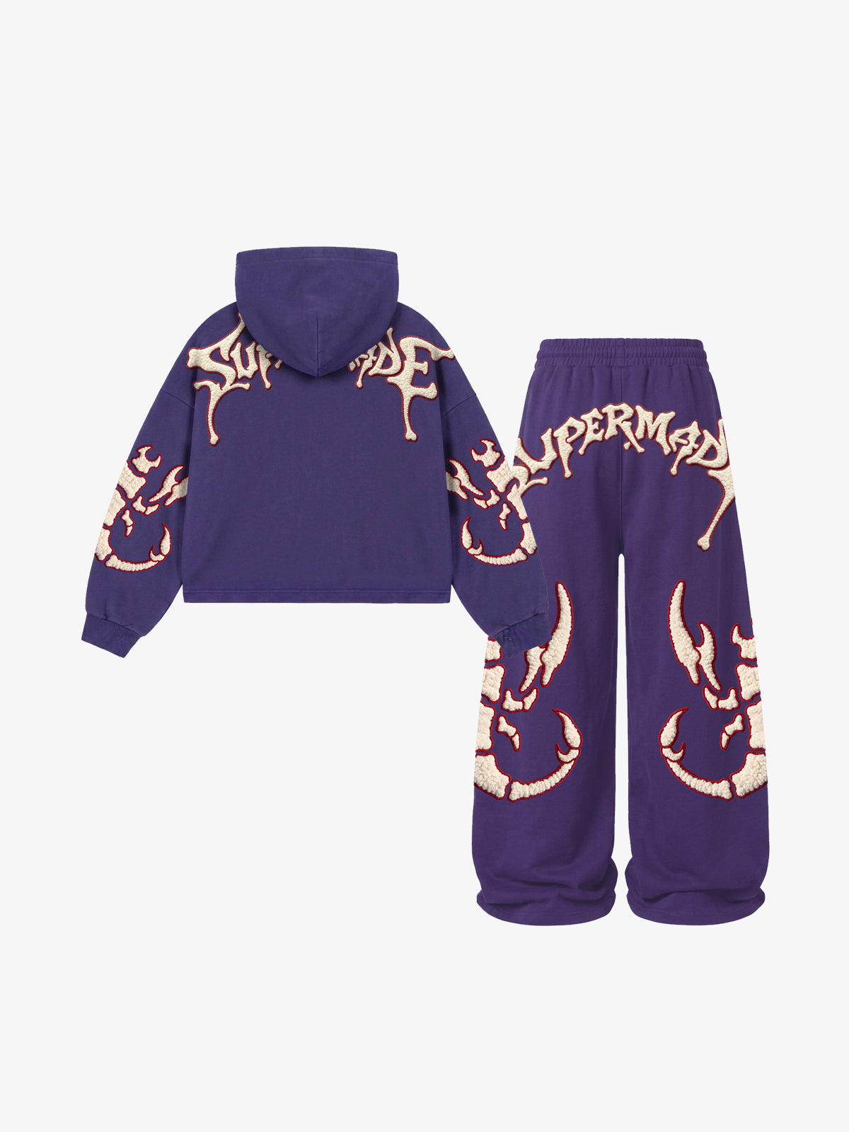 Skeleton Scorpion Terry Embroidered Hoodie & Wide-Leg Sweatpants Set