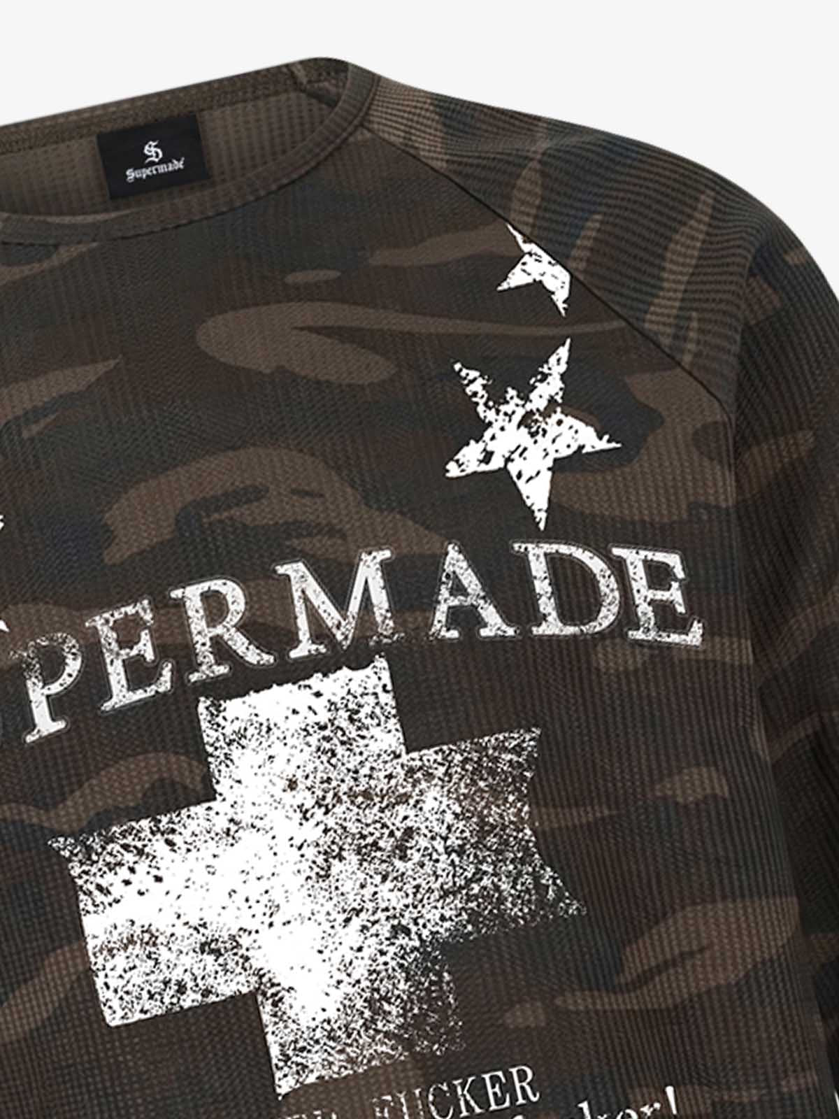 Cross Star Camo Waffle Raglan Long Sleeve Tee
