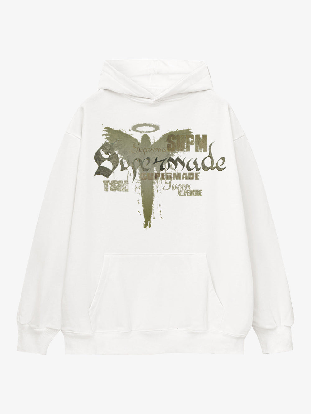 Vintage Washed Angel Halo Distressed Letter Graphic Hoodie 