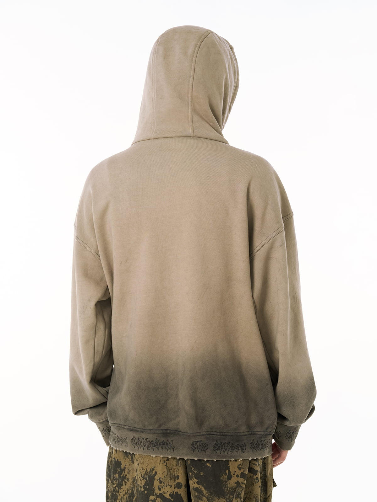 SUPERMADE Embroidered Distressed Spray-Painted Hooded Sweatshirt 