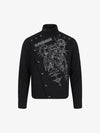 Asymmetric Button-Front Letter Graphic Jacket