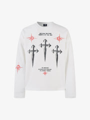 Thesupermade Letter Print Waffle Long-sleeved T-shirt 