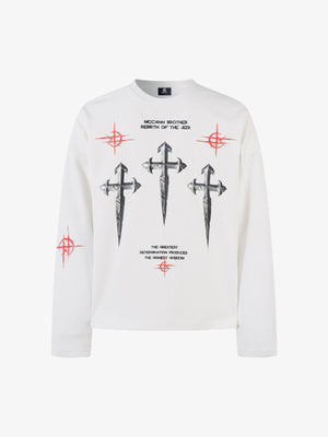 Thesupermade Letter Print Waffle Long-sleeved T-shirt 