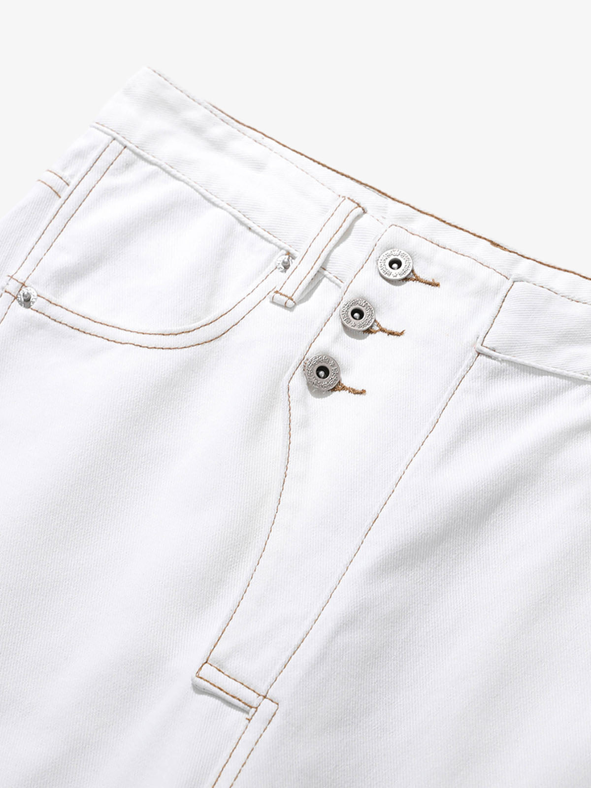 Reverse-Stitched Multi-Button Jeans 