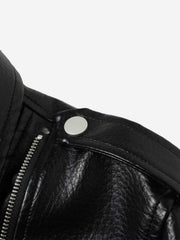 Studded-Belt Asymmetric Zip Faux Leather Biker Jacket
