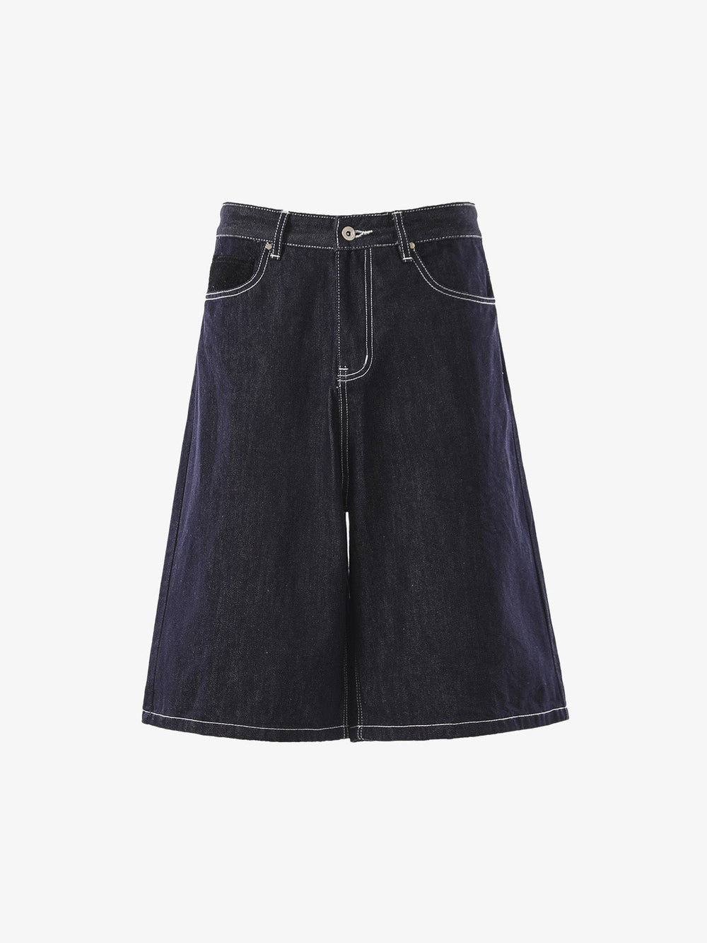 Vintage Contrast Stitch Wide Leg Denim Jorts 