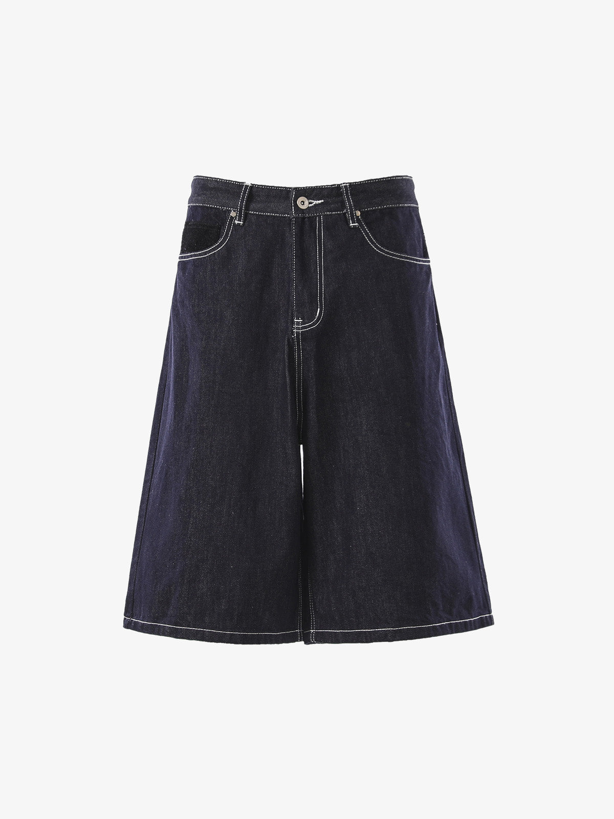 Vintage Contrast Stitch Wide Leg Denim Jorts 