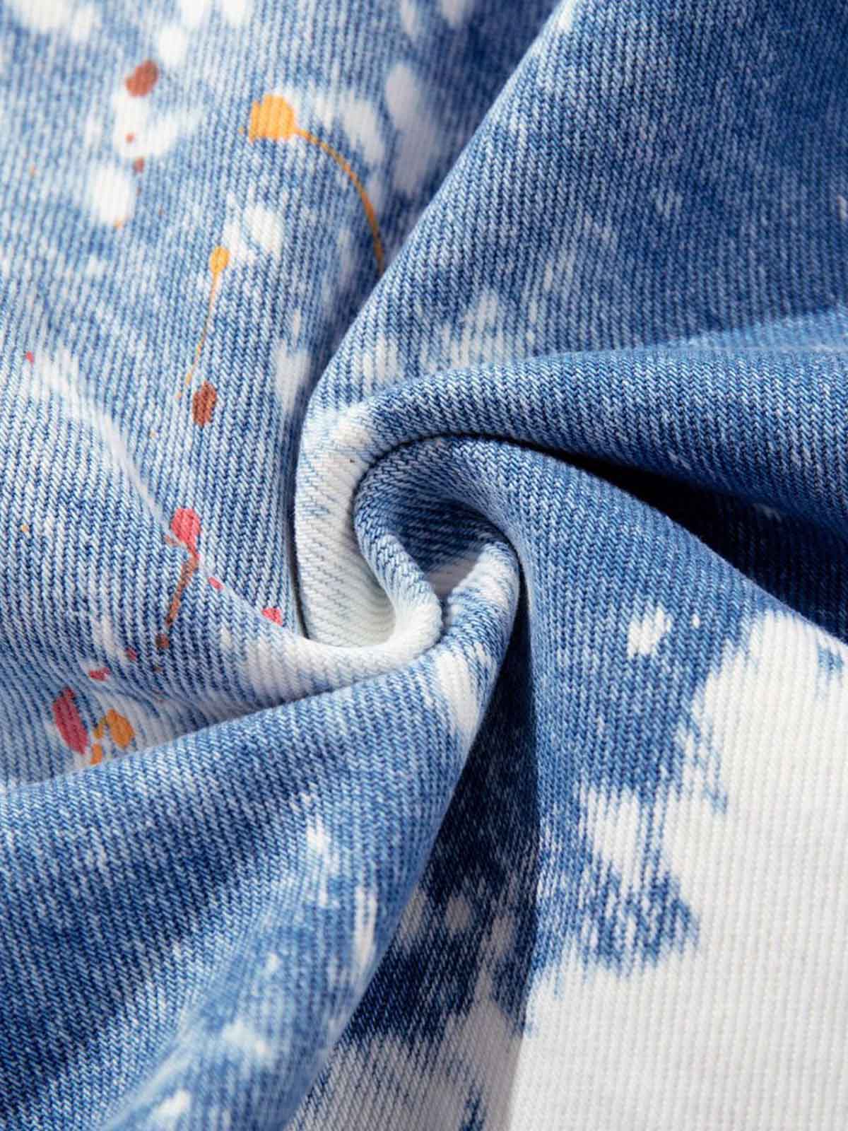 Bleached Paint Splatter Graphic Jeans 