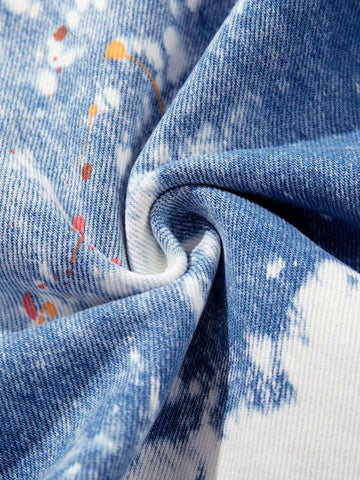 Bleached Paint Splatter Graphic Jeans 
