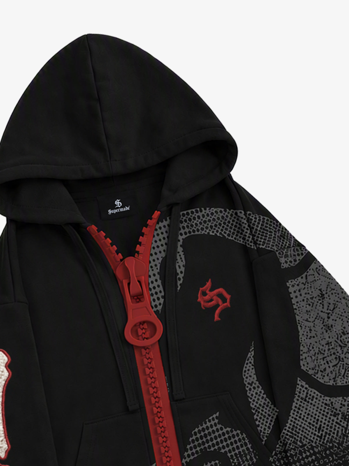 Oversized-Zip Skeleton Graphic Hoodie & Wide-Leg Sweatpants Set