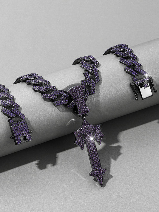 Thesupermade Purple Diamond Cuban Necklace 