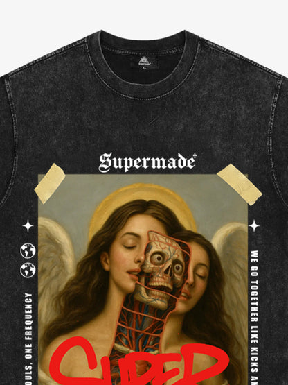 Angel and Demon Struggle Graphic T-shirt 