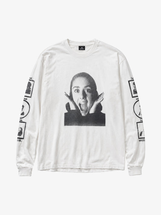 女の子の顔のグラフィック入り長袖Tシャツ