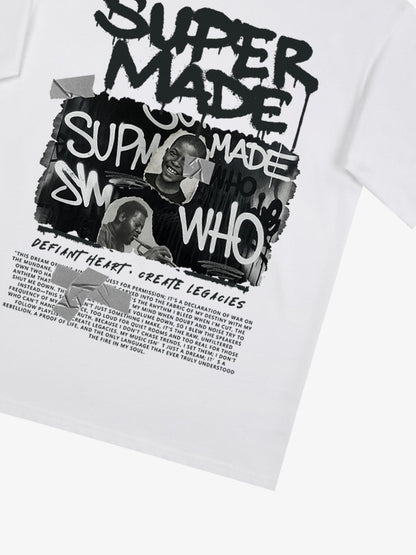 Street Graffiti Style Retro Character Collage T-Shirt 