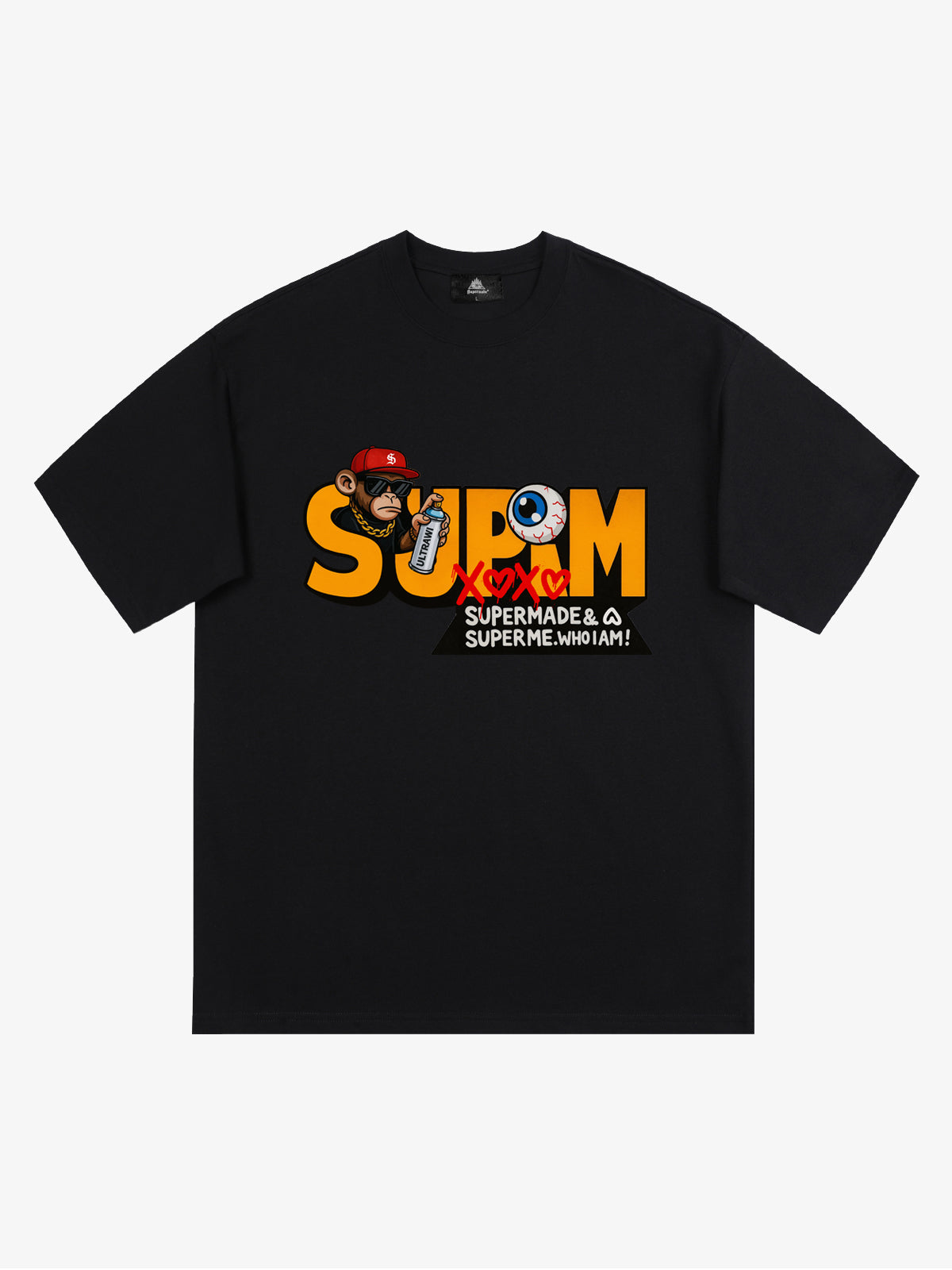 Supermade Trendy Hip-Hop Monkey Graffiti Font T-Shirt 