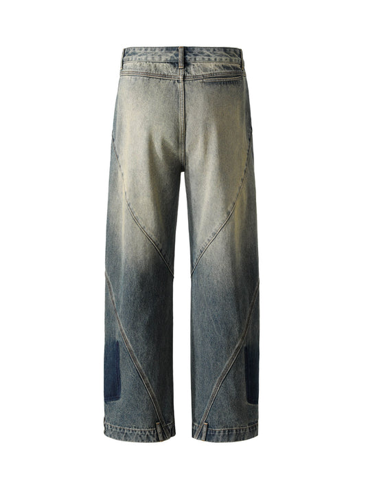 Deconstructed Ankle Loop Straight Jeans 