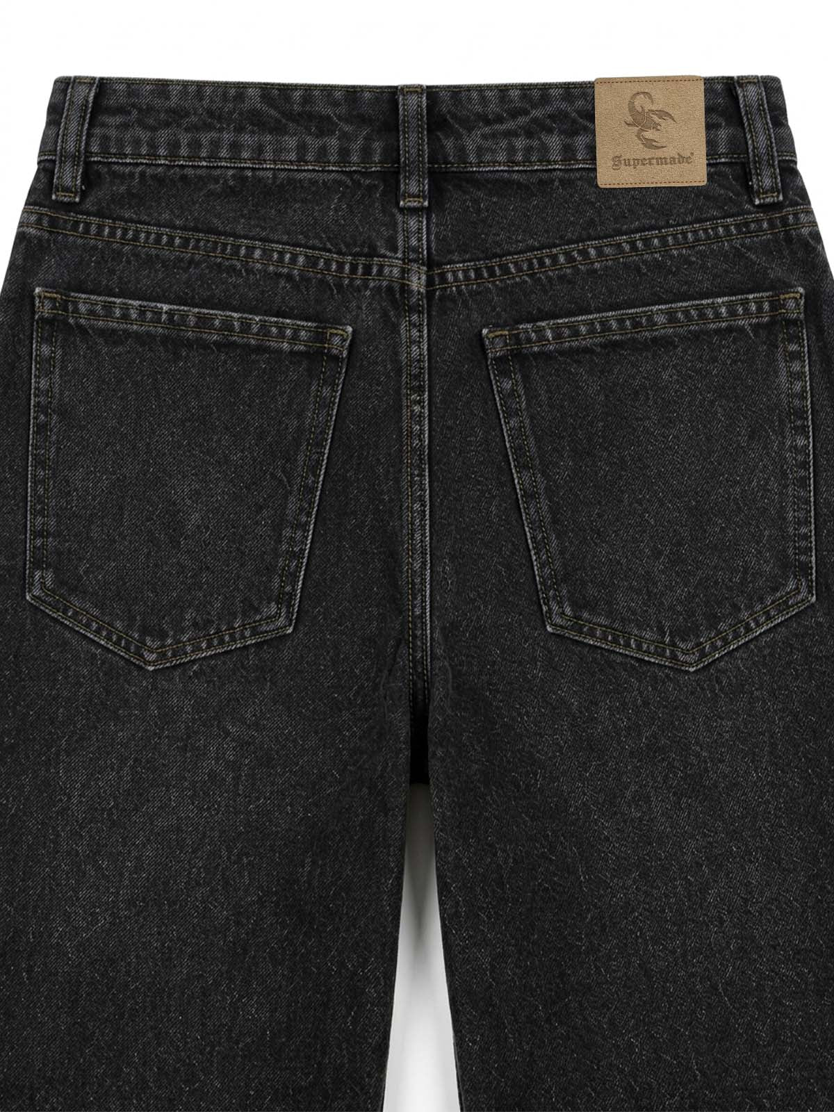 Scorpion Embroidered Pearl-Studded Distressed Straight-Leg Jeans
