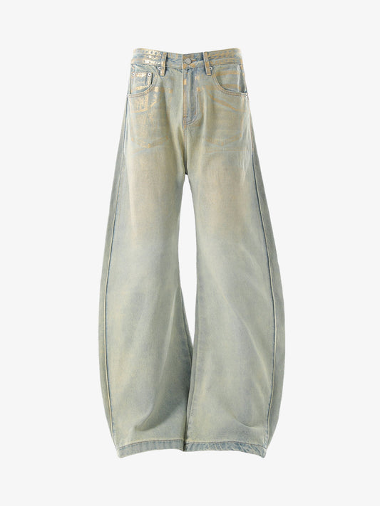Wide-Leg Denim Trousers with Distressed Details for Everyday Style 