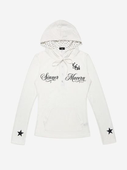 Star Graphic Hooded Long Sleeve Tee
