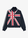 Flag Pattern Applique Contrast Stripes Cropped Jacket