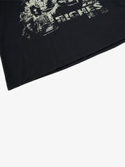 Character Graphic Spray-Dyed Distressed Layered Long Sleeve Top