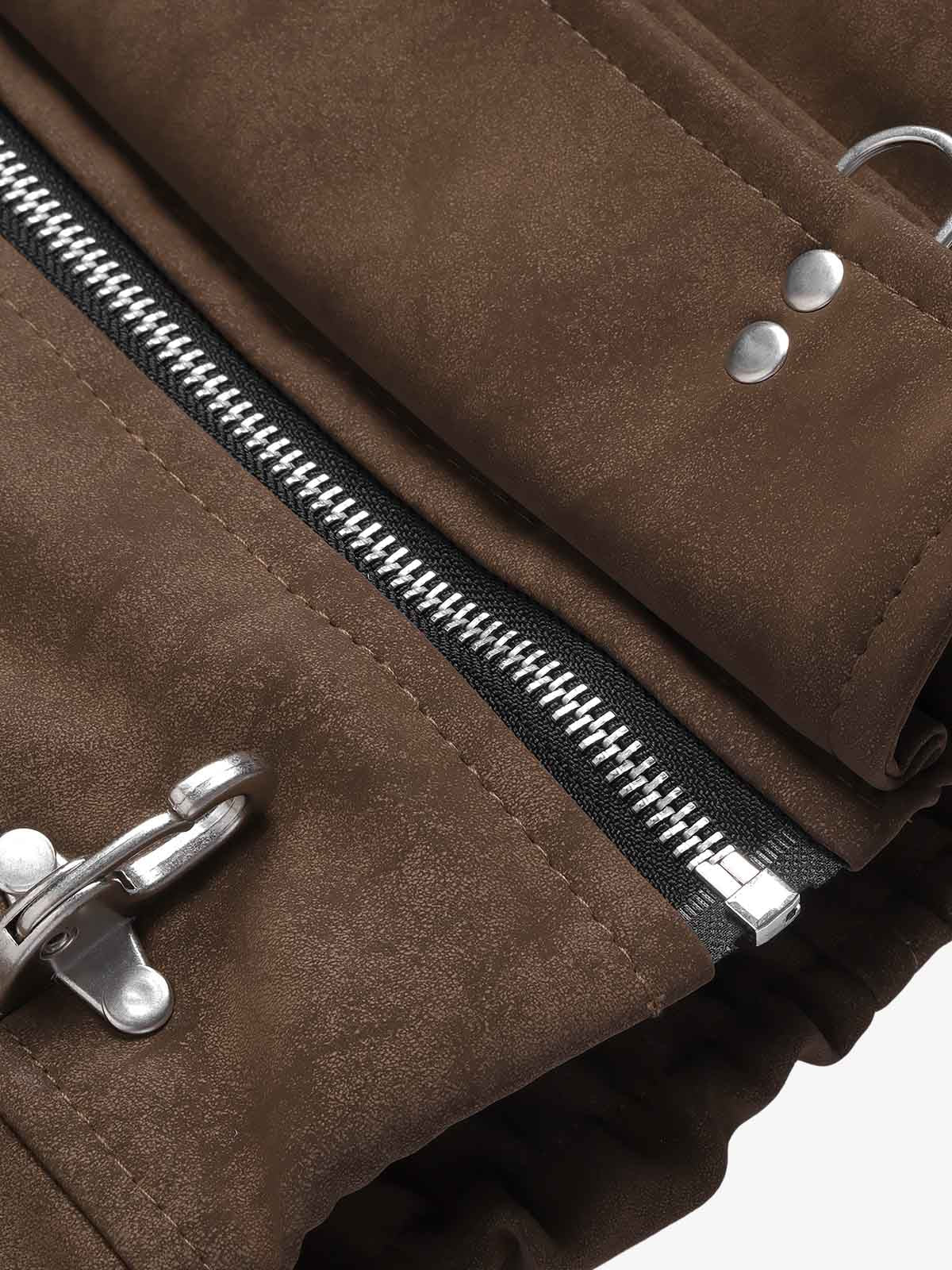 Faux-Fur Collar Aviation Buckle Jacket