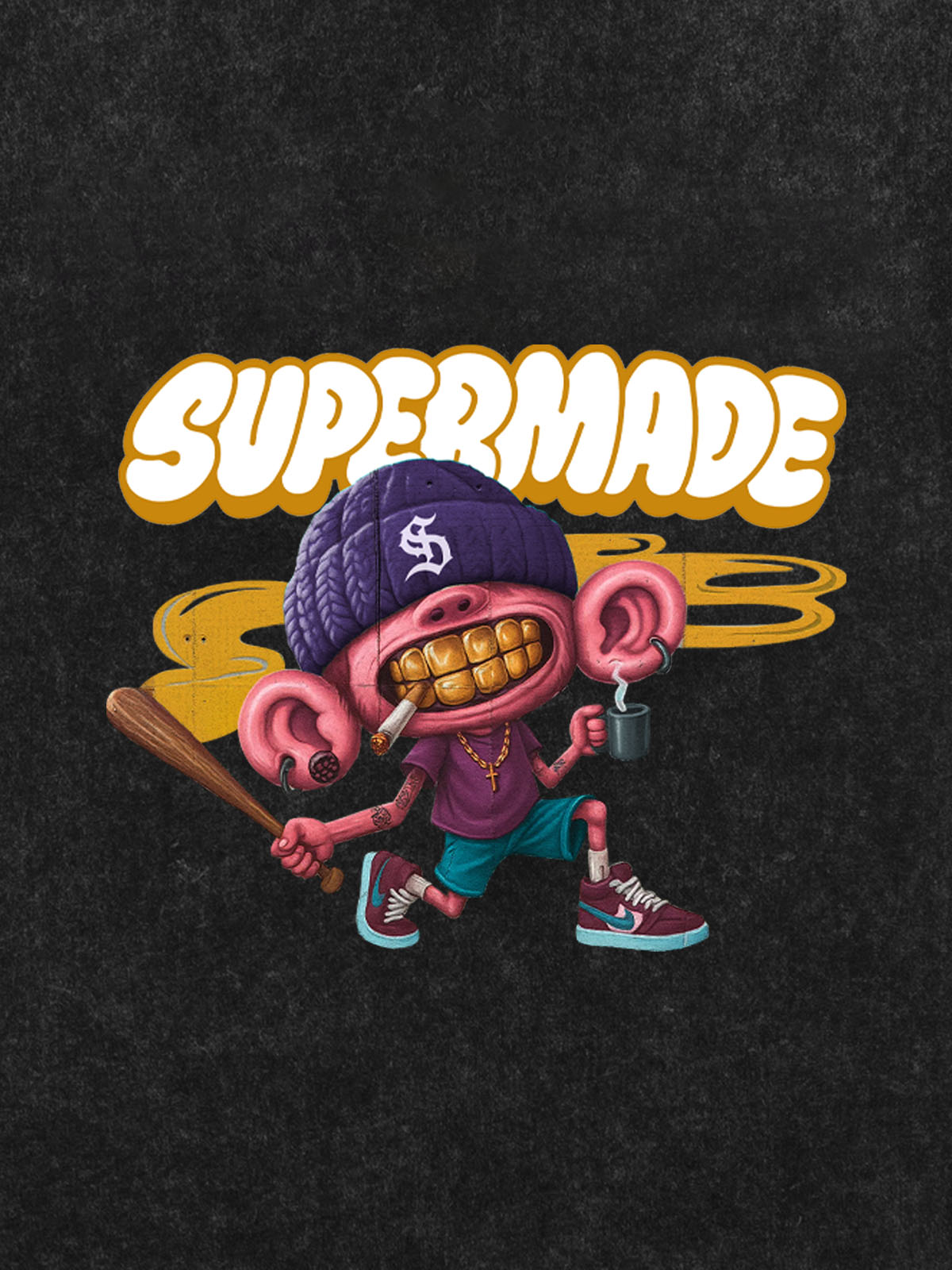 Thesupermade Cartoon Graffiti Baseball Cool Boy T-shirt 