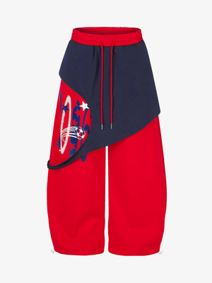 Mock Layer Patchwork Baggy Sweatpants