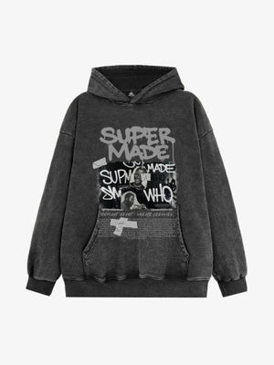 SupermadeTrendy Retro Graffiti Character Hooded Sweatshirt 