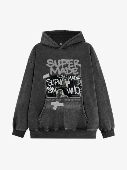 SupermadeTrendy Retro Graffiti Character Hooded Sweatshirt 