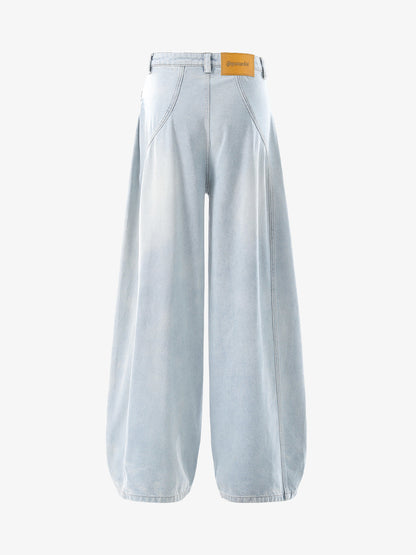 Wide-Leg Denim Trousers with Distressed Details for Everyday Style 