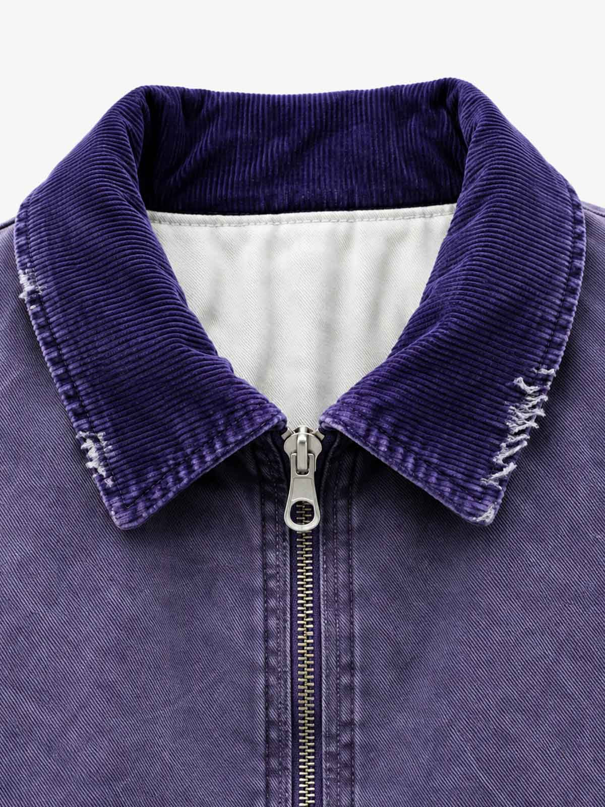 Washed Graphic Multi-Pocket Boxy Padded Jacket